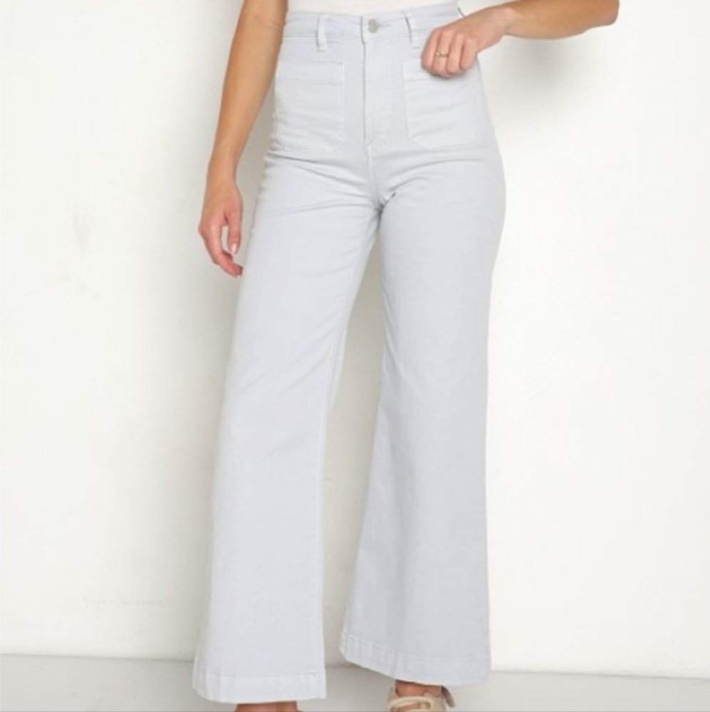 ROLLA'S Light Gray High-Waist Wide Leg Jeans